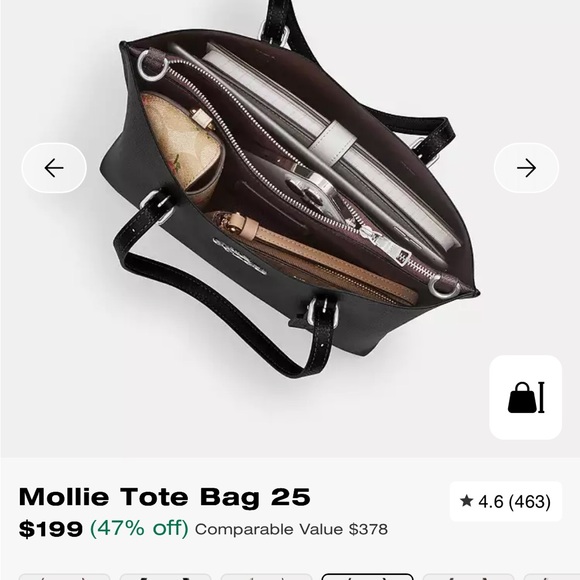 Coach mollie tote bag 25 cv966 (make me an offer) - Picture 11 of 13
